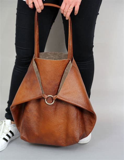 large soft leather tote handbag